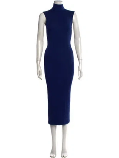 Pre-owned Alix Nyc Turtleneck Midi Length Dress In Blue