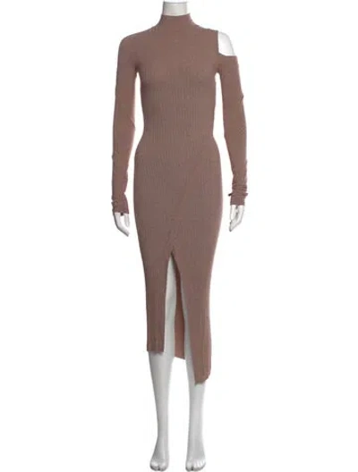Pre-owned Alix Nyc Turtleneck Midi Length Dress In Neutrals