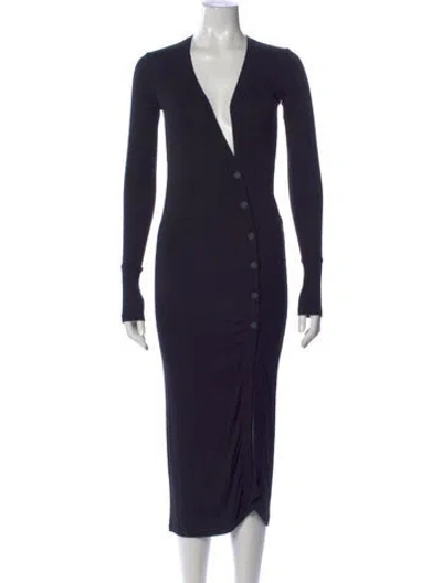 Pre-owned Alix Nyc V-neck Midi Length Dress In Blue