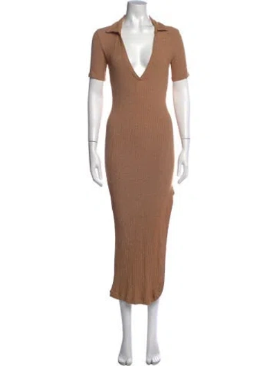 Pre-owned Alix Nyc V-neck Midi Length Dress In Brown