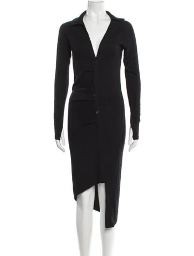 Pre-owned Alix Nyc V-neck Midi Length Dress In Gray