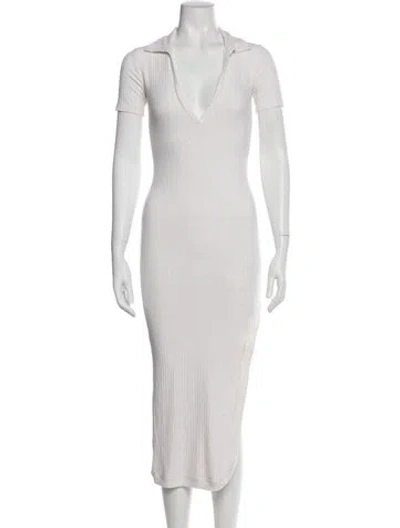 Pre-owned Alix Nyc V-neck Midi Length Dress In Neutral