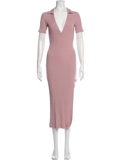 Pre-owned Alix Nyc V-neck Midi Length Dress In Pink