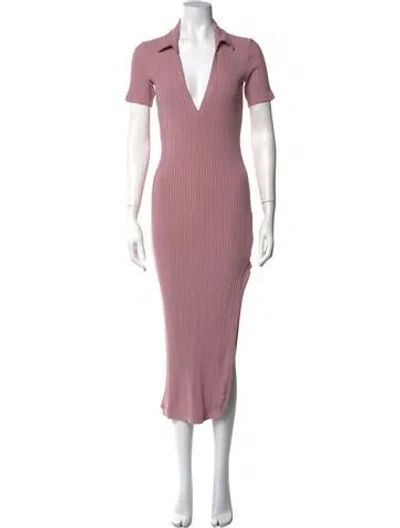 Pre-owned Alix Nyc V-neck Midi Length Dress In Pink