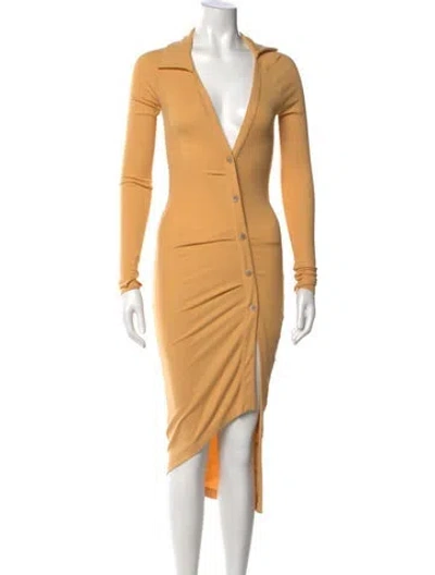 Pre-owned Alix Nyc V-neck Midi Length Dress In Yellow
