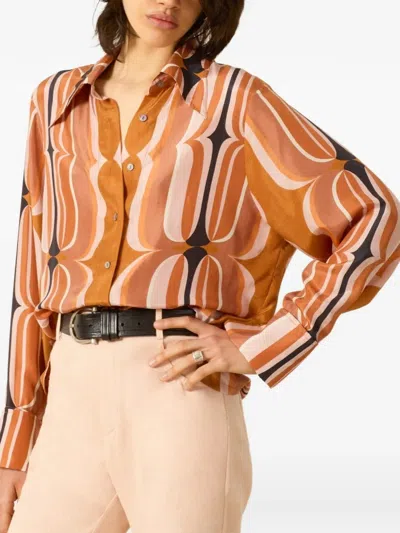 Alix Of Bohemia Abstract-print Button-down Shirt In Brown