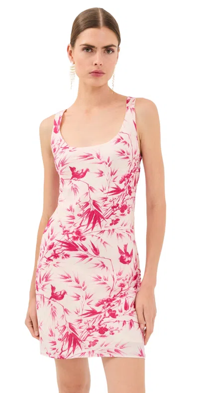 Alix Of Bohemia Addie Rosette Bird Silk Mini Dress Off-white In Pink