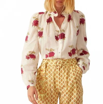 Alix Of Bohemia Annabel Cerise Rosette Shirt In Ivory