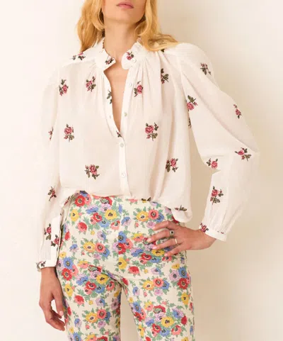 Alix Of Bohemia Annabel Little Rosebud Shirt In White In Multi