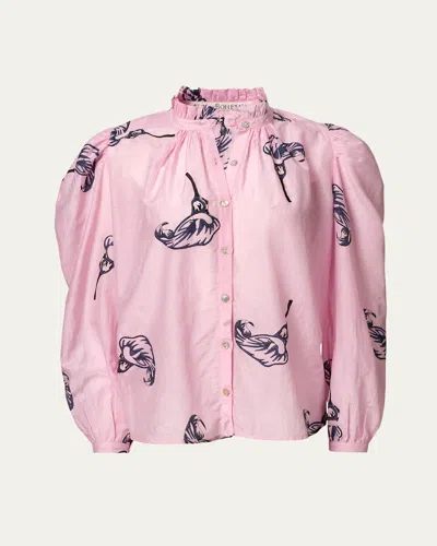 Alix Of Bohemia Annabel Long-sleeve Calla Lily Shirt In Pink