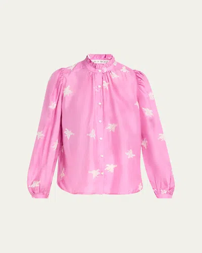 Alix Of Bohemia Annabel Silk Jasmine Print Blouse In Brown