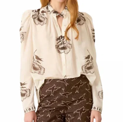 Alix Of Bohemia Kiki Obsidian Poppy Floral-print Cotton And Silk-blend Shirt In White