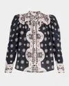 Alix Of Bohemia Artemis Printed Long-sleeve Blouse In Black
