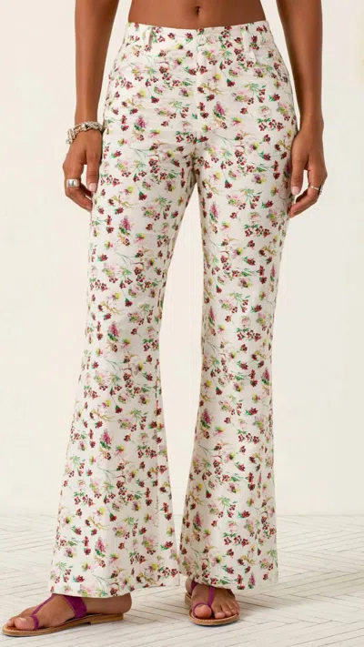 Alix Of Bohemia Bunny Wild Garden Jeans In Beige In Animal Print