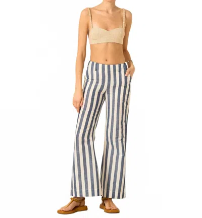 Alix Of Bohemia Charlie Sailor Striped Linen And Cotton-blend Flared Pants In Blue