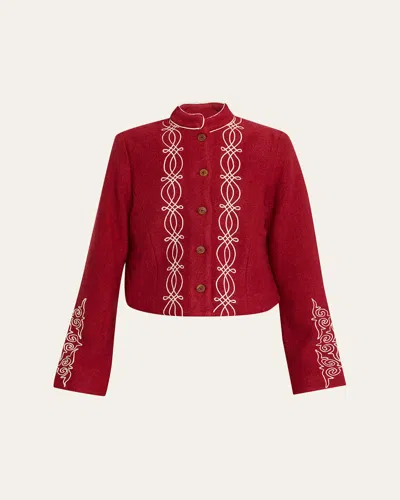 Alix Of Bohemia Corinne Embroidered Jacket In Red