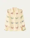 Alix Of Bohemia Dana Butterfly Garden Shirt In Blue