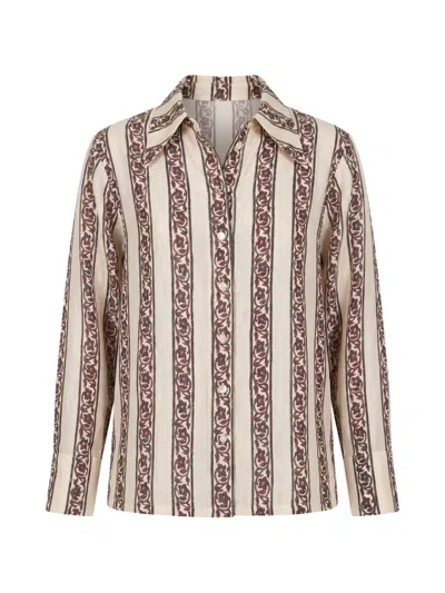 Alix Of Bohemia Dana Floral-print Silk Shirt In Brown