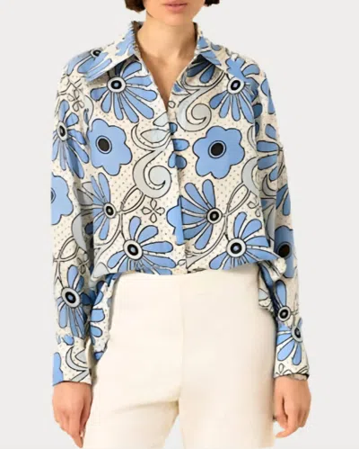 Alix Of Bohemia Dana Sea Flower Shirt In Blue Sea In Multi
