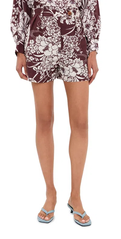 Alix Of Bohemia Deena Auburn Spoke Silk Shorts Dark Brown