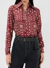 Alix Of Bohemia Dolly Silk Shirt In Saddle In Red