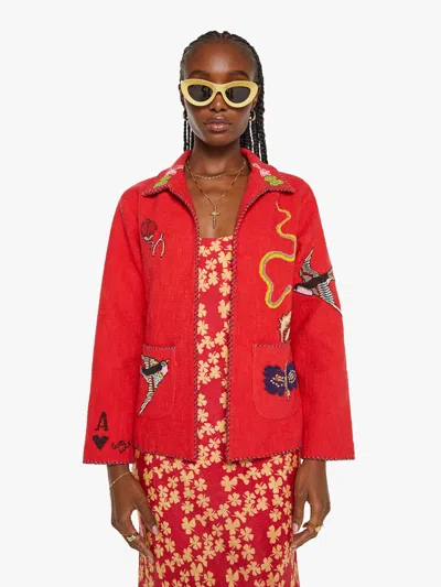 ALIX OF BOHEMIA FRANCIS JACKET TATTOO IN CRIMSON, SIZE LARGE