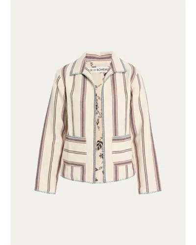 Alix Of Bohemia Francis Striped Linen-cotton Jacket In Neutral