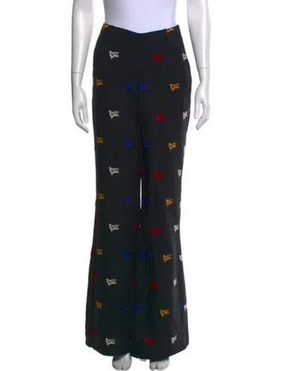 Pre-owned Alix Of Bohemia Graphic Print Flared Pants In Black