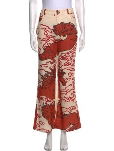 Pre-owned Alix Of Bohemia Graphic Print Flared Pants In Multi