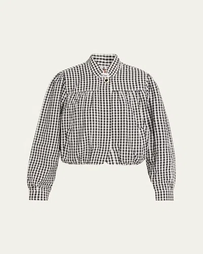 Alix Of Bohemia Jodie Gingham Seersucker Jacket In Brown