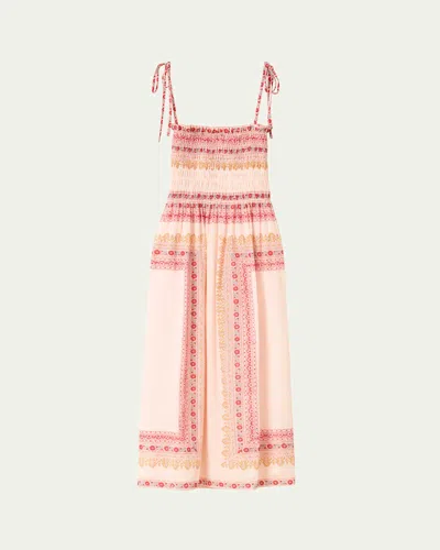 Alix Of Bohemia Kaia Smocked Blush Tile Dress In Pink
