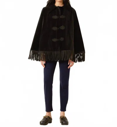 Alix Of Bohemia Kensington Onyx Fringe Cape In Black