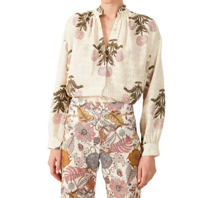 Alix Of Bohemia Kiki Blush Triple Bloom Shirt In Prints In White | ModeSens