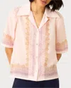Alix Of Bohemia Lattice Print Short Sleeve Shirt In Pink