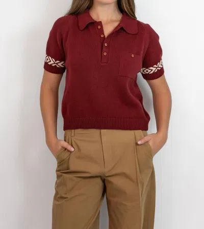 Alix Of Bohemia Lessi Knitted Cotton Polo Shirt In Red