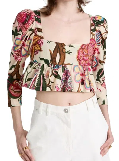 Alix Of Bohemia Lila Canary Peplum Top In Paradise Print In Multi