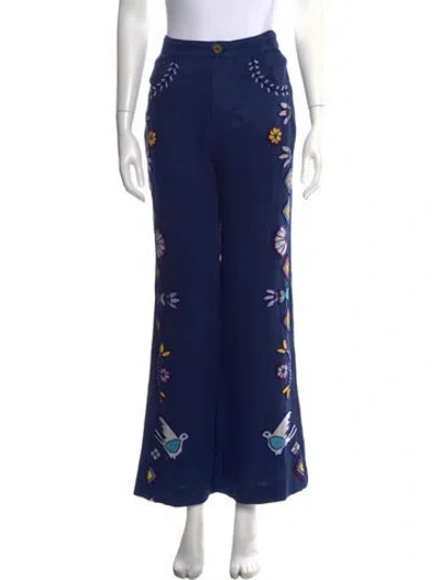 Pre-owned Alix Of Bohemia Linen Flared Pants In Blue