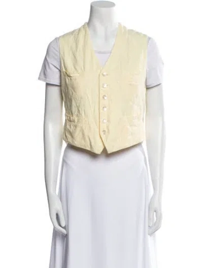 Pre-owned Alix Of Bohemia Linen Graphic Print Vest In Yellow