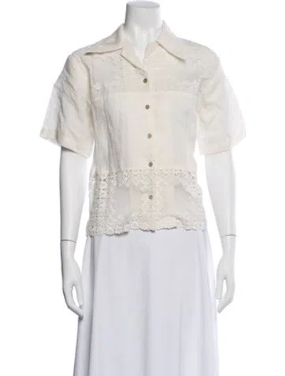 Pre-owned Alix Of Bohemia Linen Short Sleeve Blouse In Neutral