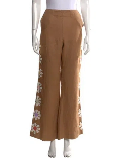Pre-owned Alix Of Bohemia Linen Wide Leg Pants In Brown