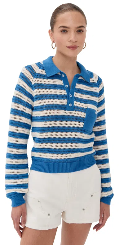 Alix Of Bohemia Liza Nautical Crochet Top Nautical In Blue