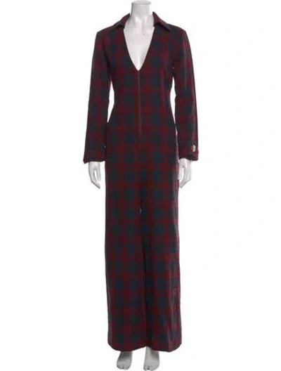 Pre-owned Alix Of Bohemia Plaid Print Jumpsuit In Multi
