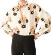 Alix Of Bohemia Poet Blouse In Noir Triple Bloom In Brown