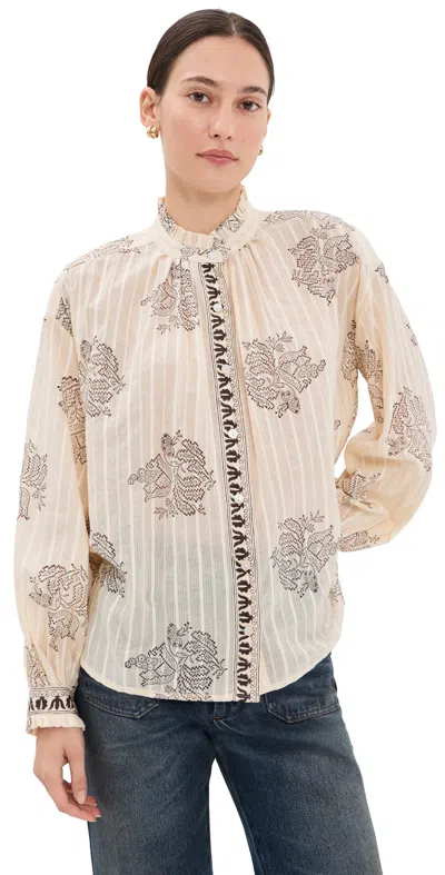 Alix Of Bohemia Poet Grapevine Stripe Blouse Off-white In Multi