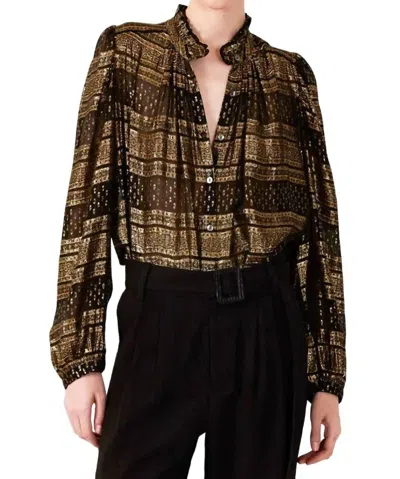 Alix Of Bohemia Poet Lily Blouse In Gold Gilded In Multi