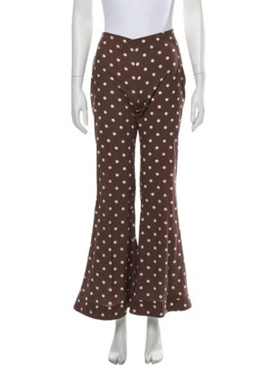 Pre-owned Alix Of Bohemia Polka Dot Print Flared Pants In Brown