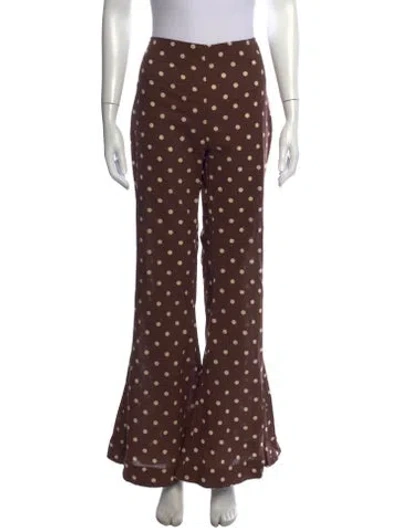 Pre-owned Alix Of Bohemia Polka Dot Print Flared Pants In Brown