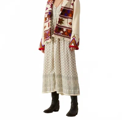 Alix Of Bohemia Pre-loved Western Tiger Eye Blanket Jacket In Beige/green/gold/blue In Neutral