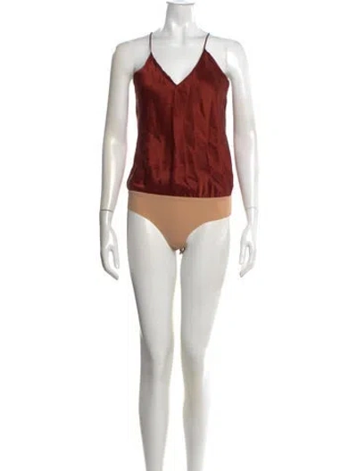 Pre-owned Alix Of Bohemia Silk V-neck Bodysuit In Neutral