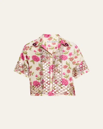 Alix Of Bohemia Stevie Embellished Cropped Shirt In Multi
